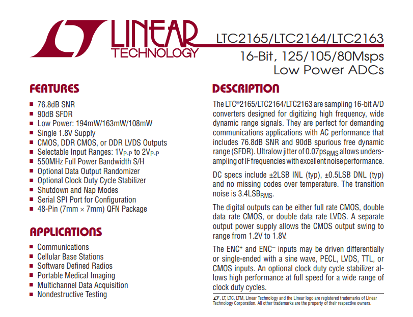 LTC2165IUK#PBF 詳情介紹