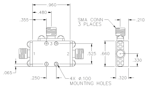 1722474068441233.png MM-03-SC高頻SMA射頻混頻器Pulsar尺寸圖