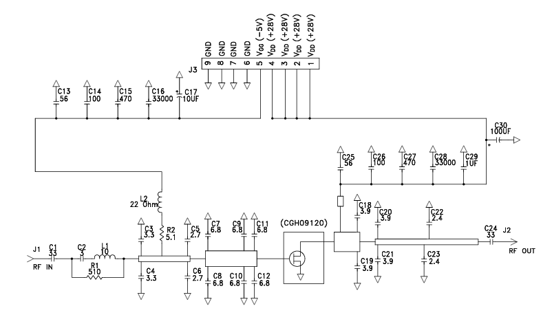 CGH09120F電路示意圖