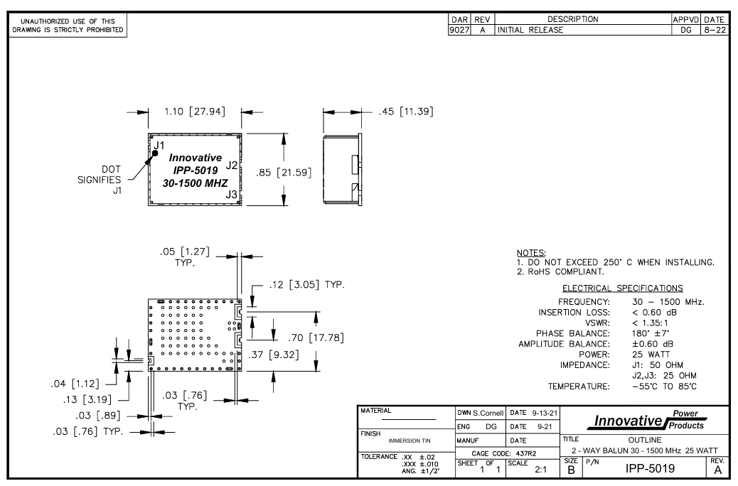 貼片式巴倫 IPP-5019